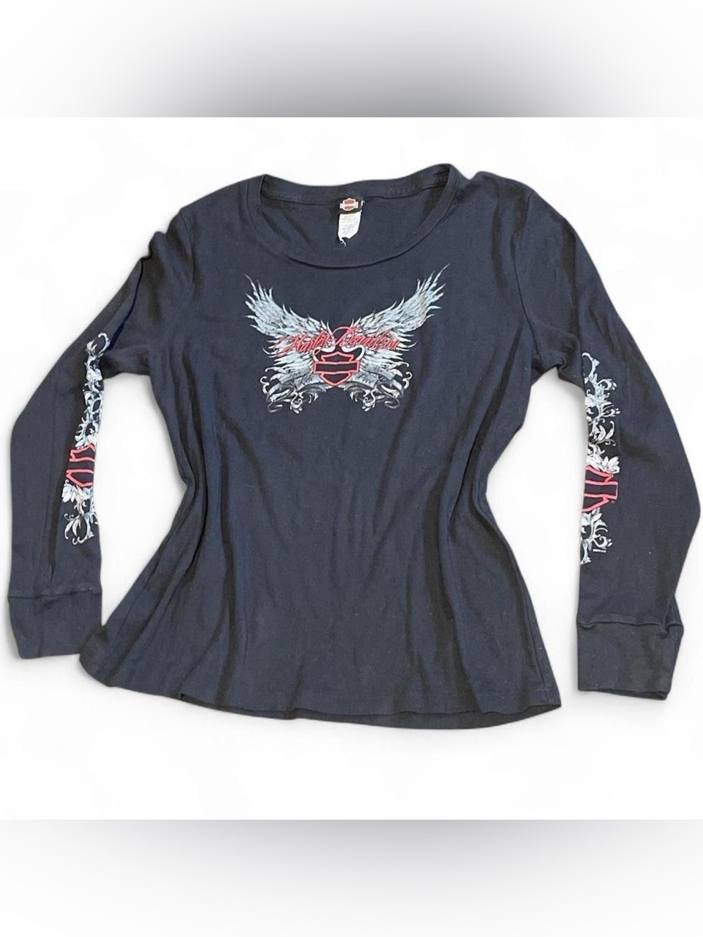 Harley-Davidson Black Long Sleeve Tee with Winged Heart Graphic